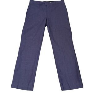 Yves Saint Laurent Mens Blue Micro Check Wool Dress Pants Italy 100% Lana S.120s